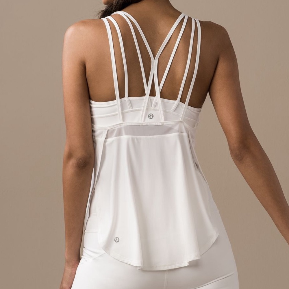 Lululemon Anew White Mesh Strappy Singlet Workout Tank Top Size XS